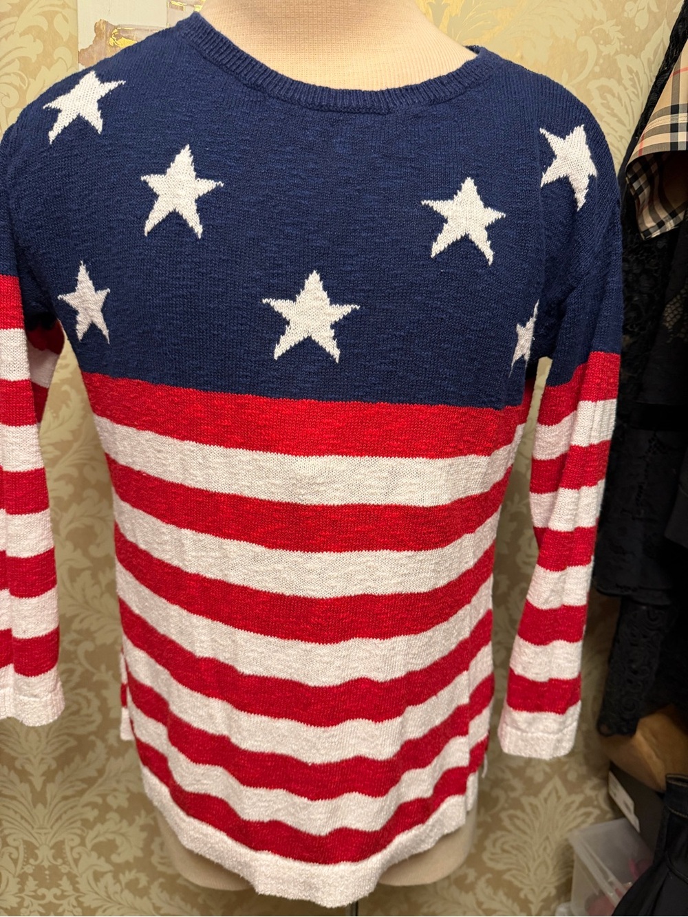 Talbots Women's Stars & Stripes Crewneck Sweater - Blue/Red/White